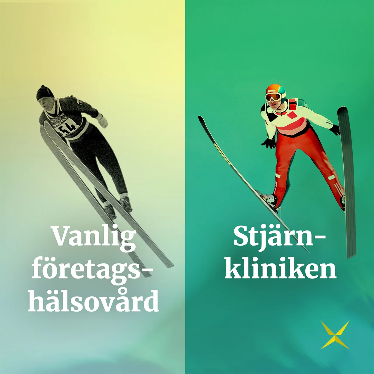 Backhoppare med v-stil - reklam för Stjärnkliniken
